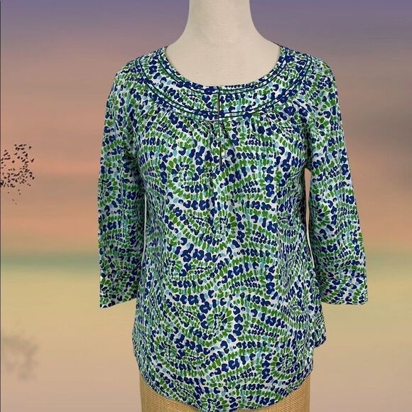 Vineyard Vines Blue Green Floral Tunic Top Small - Picture 1 of 5